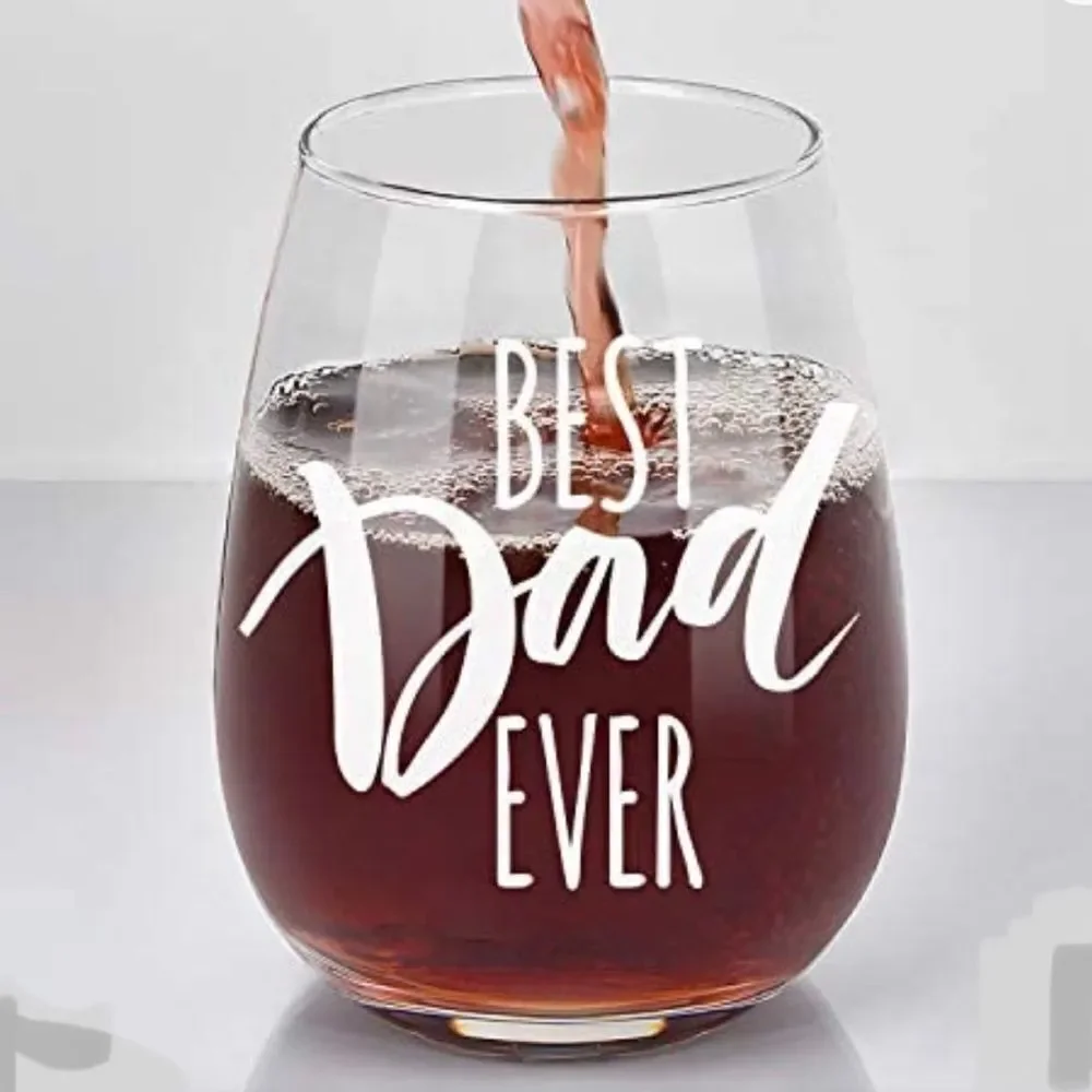 Best Dad Ever‎ Stemless Wine Glass, 15oz, Dad Gifts for men, Birthday Gift